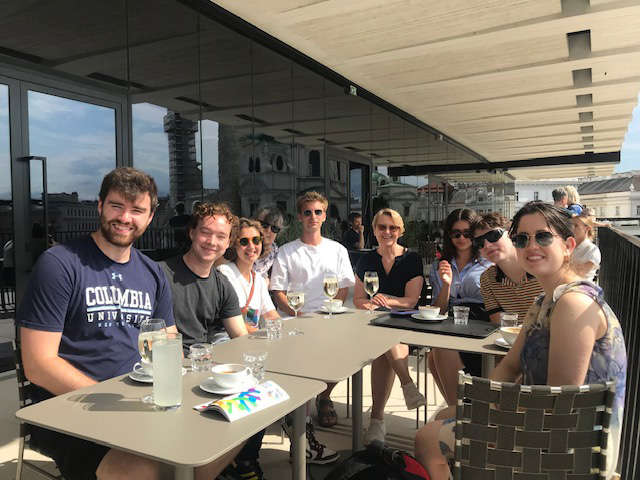 students sitting outside Vienna lunch